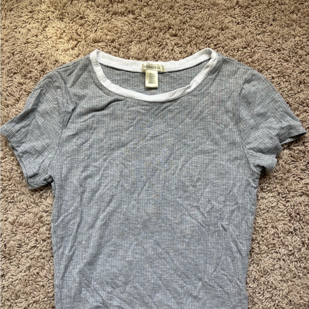 Bozzolo Gray Ribbed Tee